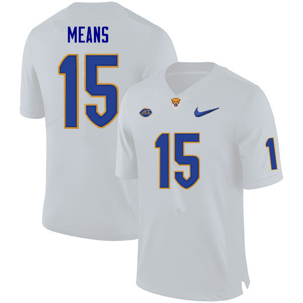 Men #15 Bub Means Pitt Panthers College Football Jerseys Sale-White